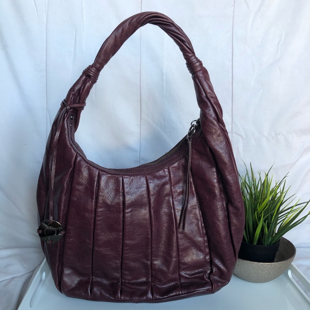 Plum Donald J Pliner Leather Pleated Shoul…